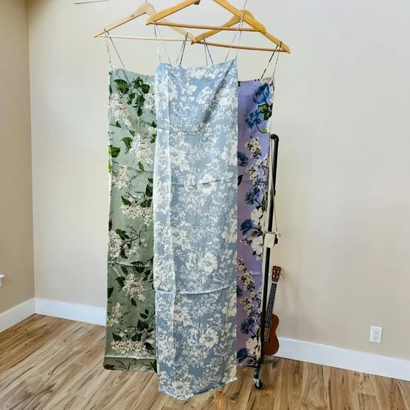 Reformation Frankie Silk Dress in Tea Garden